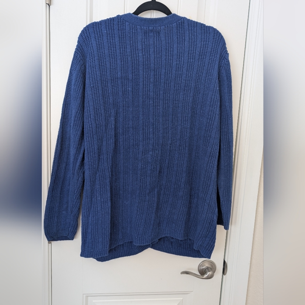 VTG Cobalt Blue Cotton Ramie Oversized Cardigan - Picture 10 of 11